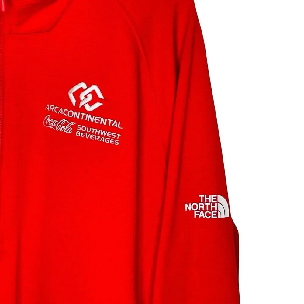 North Face Fleece Pullover Men's XL Red Mountain Peaks Quarter-Zip Embroidered